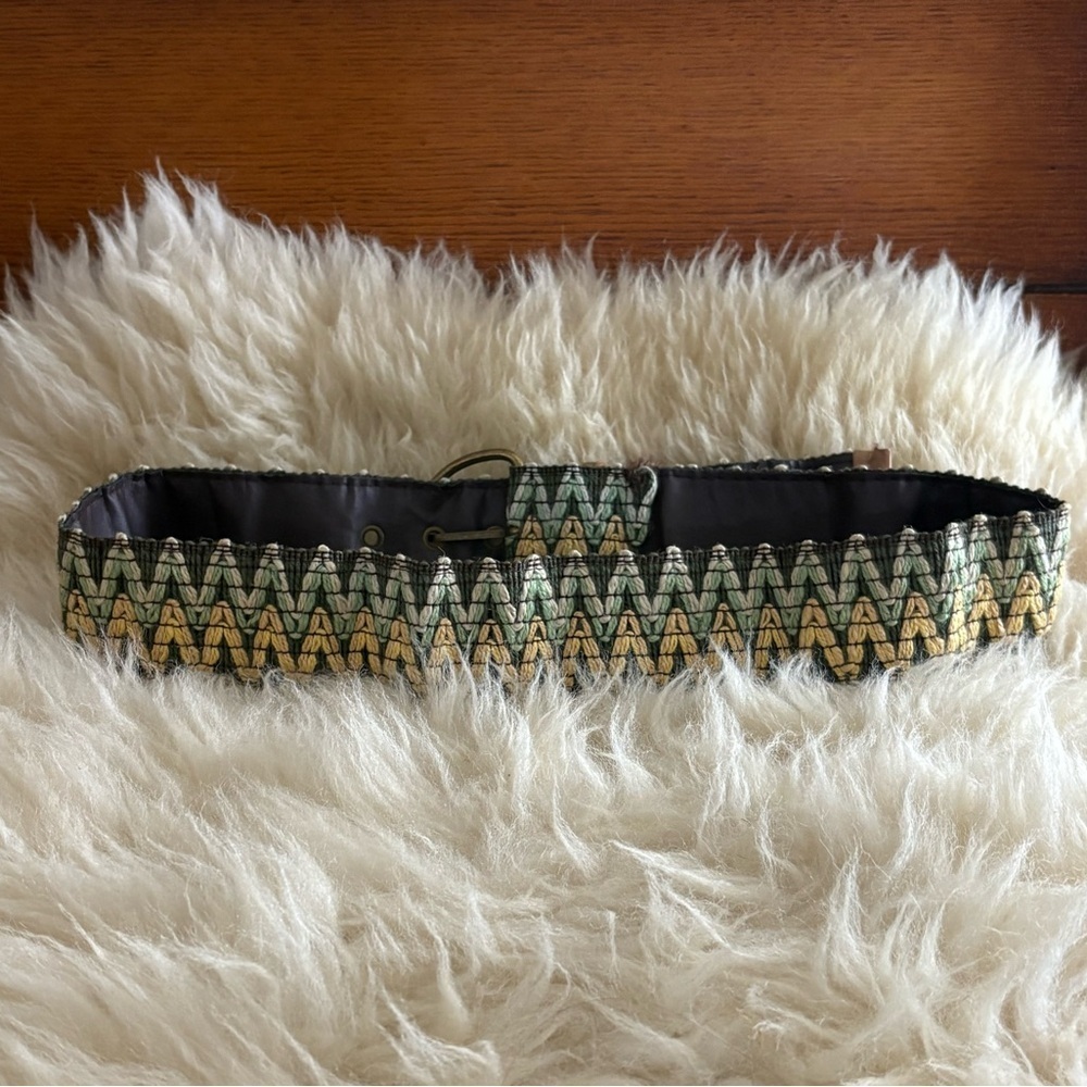 Woven Green and Yellow Belt - Picture 3 of 4